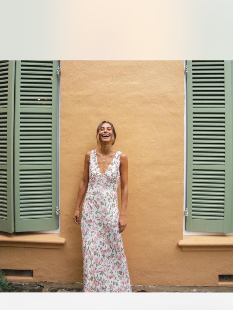 Vrg Grl Floral V-Neck Dress In Pink And Green